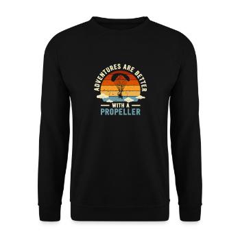 Adventures Are Better With A Propeller - Unisex Sweatshirt - black - Front - Alina (178cm) & Michal (187cm)
