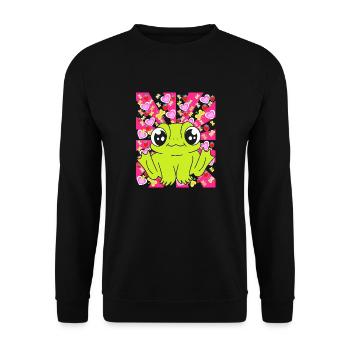 Grenouille Grenouilles Enfants Enfant Bébé Rétro des années 80 des années 90 - Sweat-shirt Unisexe - noir - Devant - Alina (178cm) & Michal (187cm)