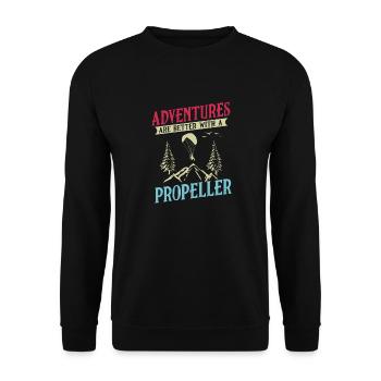 Adventures Are Better With A Propeller - Unisex Sweatshirt - black - Front - Alina (178cm) & Michal (187cm)