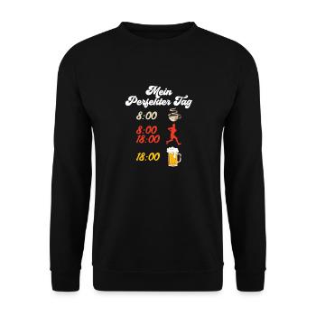 Läufer MEIN PERFEKTER TAG Laufen Lustiges - Unisex Pullover - Schwarz - Vorne - Alina (178cm) & Michal (187cm)