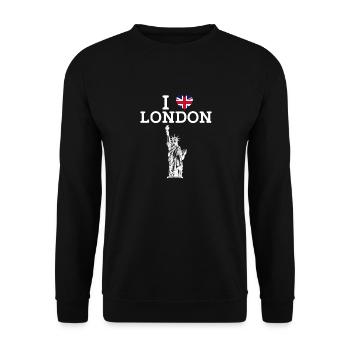 I Love London Statue Of Liberty Cool England Flag - Unisex Sweatshirt - black - Front - Alina (178cm) & Michal (187cm)