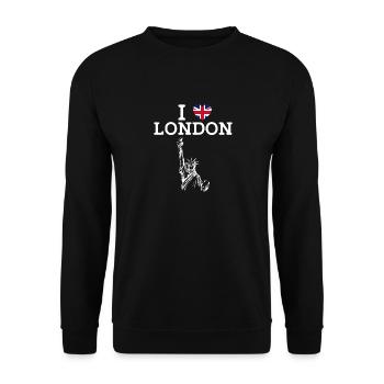 J’aime Londres Statue De La Liberté Angleterre Drapeau Jeu De Mots - Sweat-shirt Unisexe - noir - Devant - Alina (178cm) & Michal (187cm)