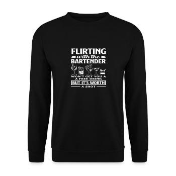 Flirting with the bartender is worth it - Unisex Sweatshirt - black - Front - Alina (178cm) & Michal (187cm)