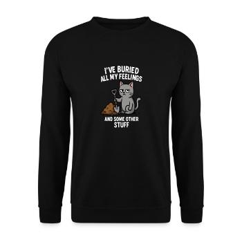 cat "I burried all my feelings" - Unisex Sweatshirt - black - Front - Alina (178cm) & Michal (187cm)