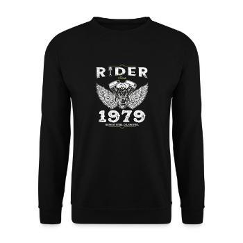 Cycliste depuis 1979 - 46 ans, né pour rouler, construit - Sweat-shirt Unisexe - noir - Devant - Alina (178cm) & Michal (187cm)