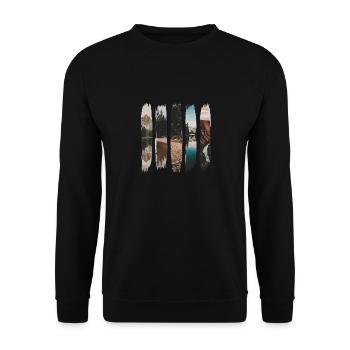 Natur Liebhaber Malerei Landschaften Abenteuer - Unisex Pullover - Schwarz - Vorne - Alina (178cm) & Michal (187cm)