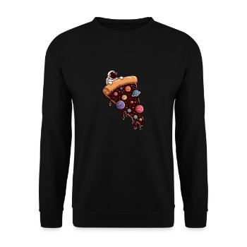 Astronaut and Galactic Pizza Adventure in the - Unisex Sweatshirt - black - Front - Alina (178cm) & Michal (187cm)