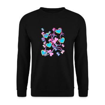 Rétro Été Chat Chats Vintage Enfants Enfant - Sweat-shirt Unisexe - noir - Devant - Alina (178cm) & Michal (187cm)