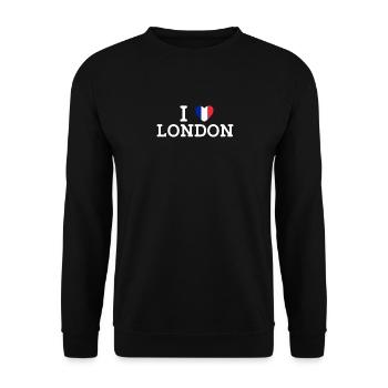 I love London Cool Wrong Flag Frankreich Liebhaber England - Unisex Pullover - Schwarz - Vorne - Alina (178cm) & Michal (187cm)