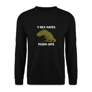T Rex hates push ups - Unisex Sweatshirt - black - Front - Alina (178cm) & Michal (187cm)