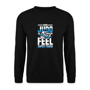Judo Macht Mich Richtig Stark Und Super Zäh - Unisex Pullover - Schwarz - Vorne - Alina (178cm) & Michal (187cm)