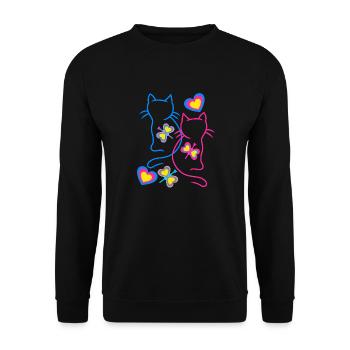 Chat Chats Rétro Vintage Années 80 Années 90 - Sweat-shirt Unisexe - noir - Devant - Alina (178cm) & Michal (187cm)