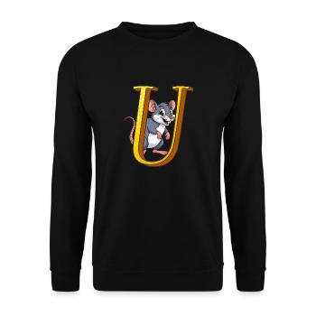 BUCHSTABE U - Unisex Pullover - Schwarz - Vorne - Alina (178cm) & Michal (187cm)