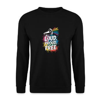 Fort, fier, gratuit Megafon Rainbow - Sweat-shirt Unisexe - noir - Devant - Alina (178cm) & Michal (187cm)