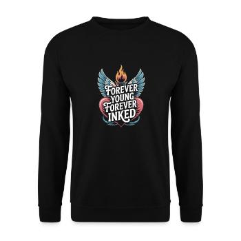 Seniors with tattoos proudly aging, - Unisex Sweatshirt - black - Front - Alina (178cm) & Michal (187cm)