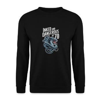 Seniors with tattoos proudly aging, - Unisex Sweatshirt - black - Front - Alina (178cm) & Michal (187cm)