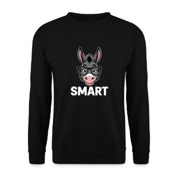 Kluger Esel Lustig Witzig Klug Intelligenz Niedlich - Unisex Pullover - Schwarz - Vorne - Alina (178cm) & Michal (187cm)
