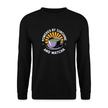 Powered By Sunshine And Matcha Drink Tea - Unisex Sweatshirt - black - Front - Alina (178cm) & Michal (187cm)