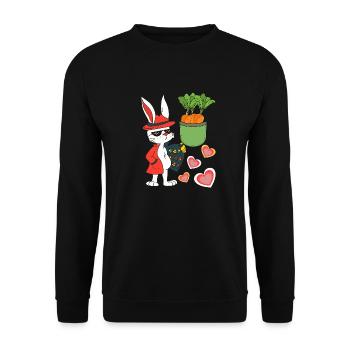 Easter Bunny Easter Egg Easter Eggs Bunny Retro 80s 90s - Unisex Sweatshirt - black - Front - Alina (178cm) & Michal (187cm)