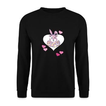 Osterhase Osterei Ostereier Hase Retro 80er 90er - Unisex Pullover - Schwarz - Vorne - Alina (178cm) & Michal (187cm)