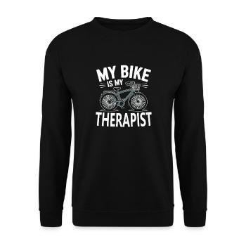 Mein Fahrrad ist mein Therapeut Fahrrad zwei Räder - Unisex Pullover - Schwarz - Vorne - Alina (178cm) & Michal (187cm)