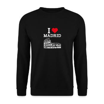 I Love Madrid Cool Heart Flag Colosseum Lover Pun - Unisex Sweatshirt - black - Front - Alina (178cm) & Michal (187cm)