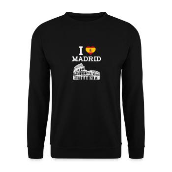 I Love Madrid Cool Spain Heart Flag Lover Humor - Unisex Sweatshirt - black - Front - Alina (178cm) & Michal (187cm)