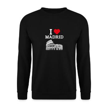 I Love Madrid Spain Lover Cool Heart Colosseum Pun - Unisex Sweatshirt - black - Front - Alina (178cm) & Michal (187cm)