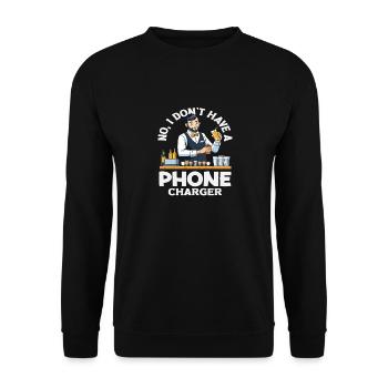 Bartender No, I don't have a charger - Unisex Sweatshirt - black - Front - Alina (178cm) & Michal (187cm)