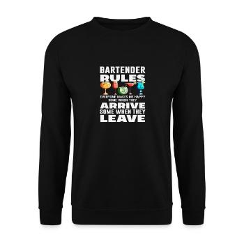 Barkeeper Regeln Jeder Macht Mich Glücklich - Unisex Pullover - Schwarz - Vorne - Alina (178cm) & Michal (187cm)