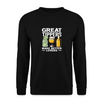 Barman Généreux Pourboires Amateurs - Sweat-shirt Unisexe - noir - Devant - Alina (178cm) & Michal (187cm)