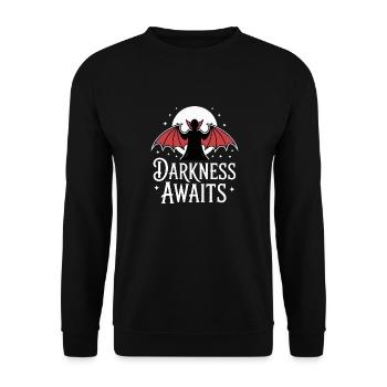 VAMPIRE, DUNKELHEIT WARTET AUF EUCH - Unisex Pullover - Schwarz - Vorne - Alina (178cm) & Michal (187cm)