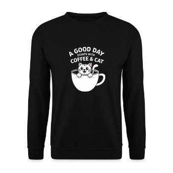Kitten morning coffee and cat - Unisex Sweatshirt - black - Front - Alina (178cm) & Michal (187cm)