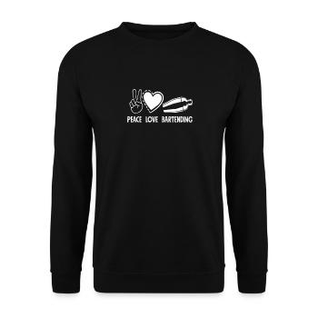 Frieden Liebe Bartending - Unisex Pullover - Schwarz - Vorne - Alina (178cm) & Michal (187cm)