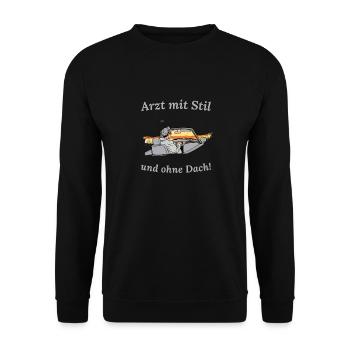 Arzt und Cabrio Fahrer cooler Spruch Cabriolet - Unisex Pullover - Schwarz - Vorne - Alina (178cm) & Michal (187cm)