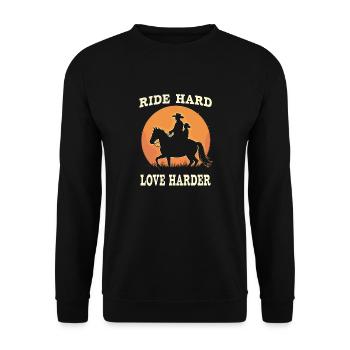 Horseback Riding Dad Dad Equestrian Father Rider Pride - Unisex Sweatshirt - black - Front - Alina (178cm) & Michal (187cm)