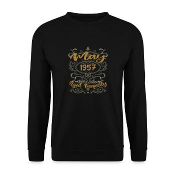 Geboren im Mai 1957 Geburtstag Mai 1957 Geburtstag Mai 1957 - Unisex Pullover - Schwarz - Vorne - Alina (178cm) & Michal (187cm)
