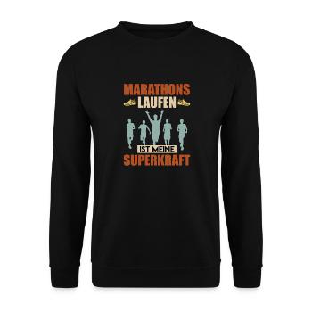 Läufer MARATHONS LAUFEN MEINE SUPERKRAFT Lustig - Unisex Pullover - Schwarz - Vorne - Alina (178cm) & Michal (187cm)