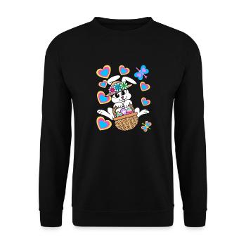 Easter Bunny Easter Bunny Eggs Easter Eggs Easter - Unisex Sweatshirt - black - Front - Alina (178cm) & Michal (187cm)