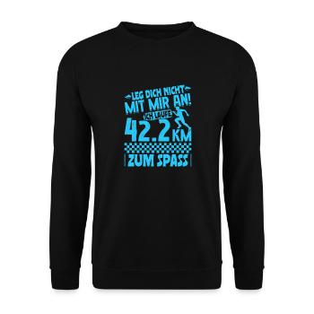 Läufer LEG DICH NICHT MIT MIR AN LAUFE ZUM SPAß - Unisex Pullover - Schwarz - Vorne - Alina (178cm) & Michal (187cm)