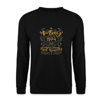 Born in May 1974 Birthday May 1974 bday may 1974 - Unisex Sweatshirt - black - Front - Alina (178cm) & Michal (187cm)