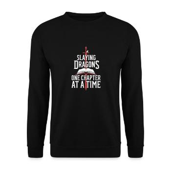 Fantasy Book Reader Magical Story Liebhaber - Unisex Pullover - Schwarz - Vorne - Alina (178cm) & Michal (187cm)