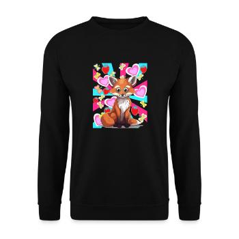 Rétro été renard habitant de la forêt fraises des années 80 - Sweat-shirt Unisexe - noir - Devant - Alina (178cm) & Michal (187cm)