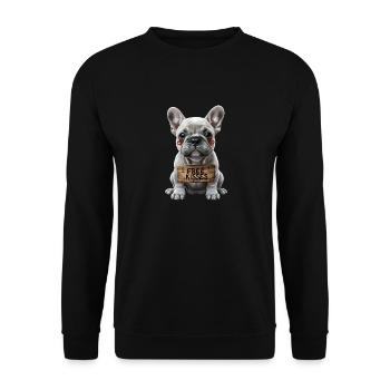 Cute French Bulldog Free Kisses - Unisex Sweatshirt - black - Front - Alina (178cm) & Michal (187cm)