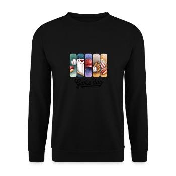 Game Day Baseball Fan Spaß für Sportbegeisterte - Unisex Pullover - Schwarz - Vorne - Alina (178cm) & Michal (187cm)