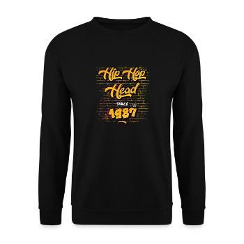 Hip-Hop Head Since 1987 - 38 Years of Street Beats - Unisex Sweatshirt - black - Front - Alina (178cm) & Michal (187cm)