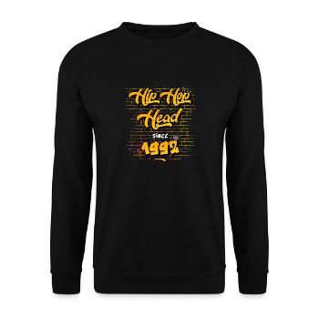 Hip-Hop Head seit 1992 - 33 Jahre True Flow - Unisex Pullover - Schwarz - Vorne - Alina (178cm) & Michal (187cm)