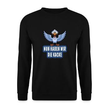 NUN HABEN WIR DIE KACKE - Unisex Pullover - Schwarz - Vorne - Alina (178cm) & Michal (187cm)