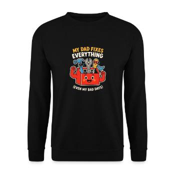 Father's Day Gift My Dad Fixes Everything Tool - Unisex Sweatshirt - black - Front - Alina (178cm) & Michal (187cm)