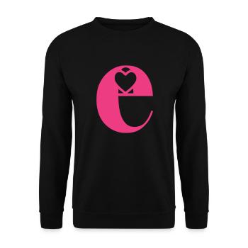 Buchstabe e Anfangsbuchstabe mit Herz - Unisex Pullover - Schwarz - Vorne - Alina (178cm) & Michal (187cm)